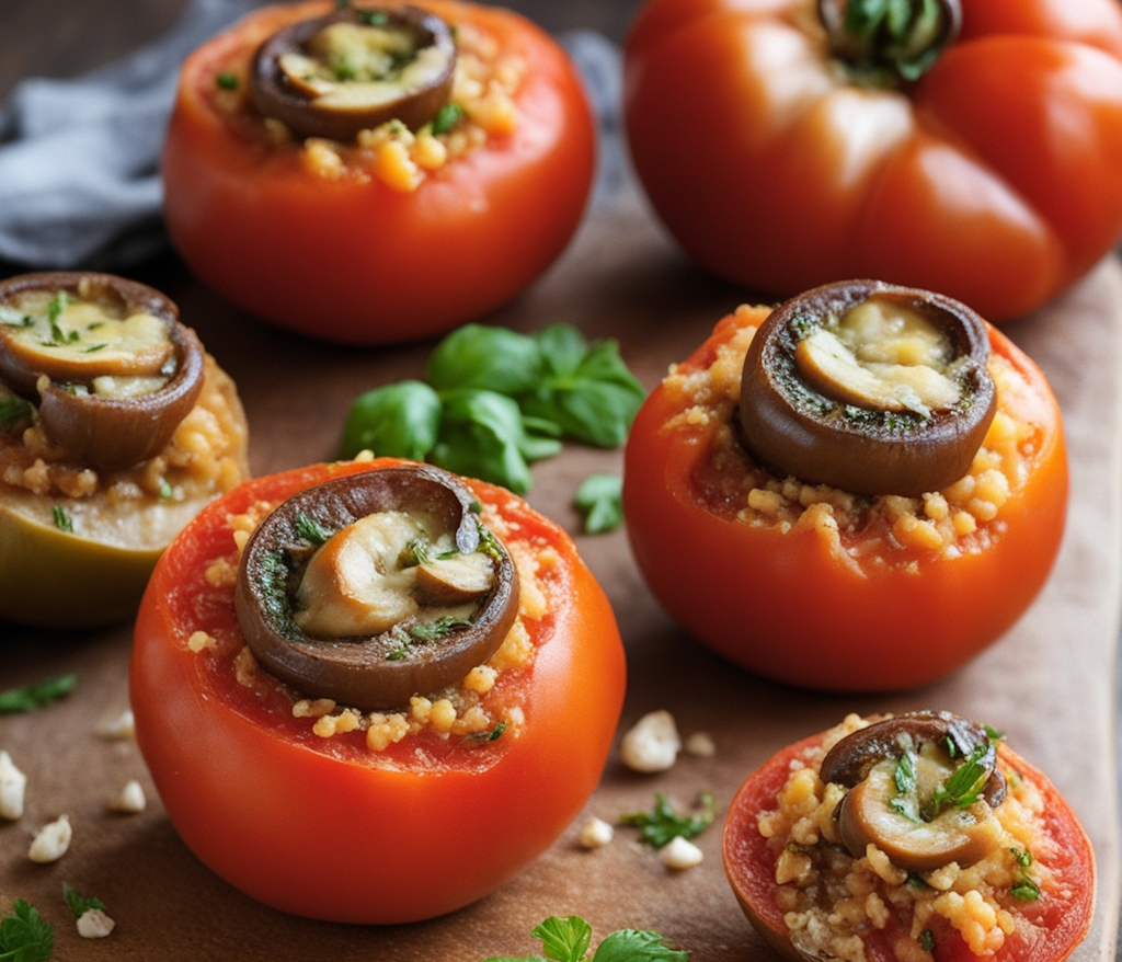 Tomates farcies, boulgour et champignons