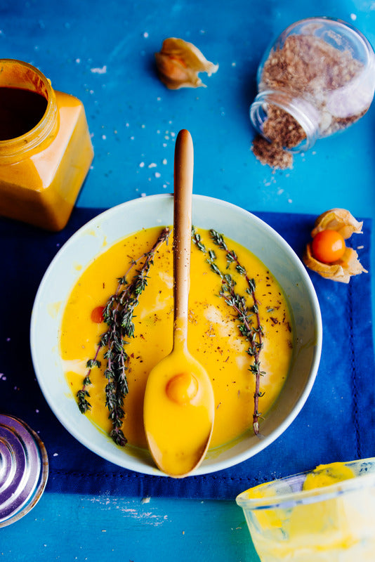 Velouté de butternut, carottes et Ojjet Mayou